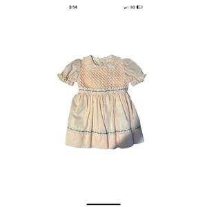 Peaches N Cream Brand Vintage Dress Size 4 Short Sleeve Pink Toddler Girl Cute